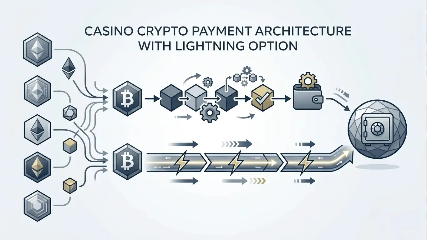 Conceptual diagram of Bitcoin Lightning and multi-crypto payment networks